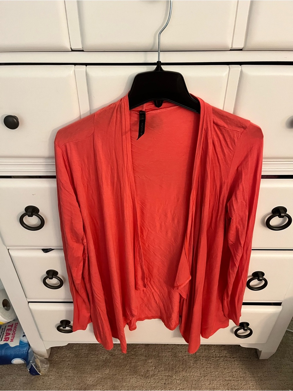 Rags and Couture Open-Front Coral Cardigan